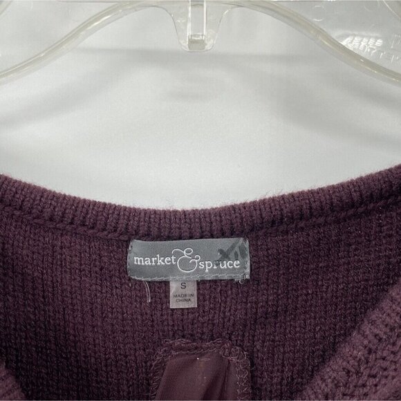 Market & Spruce Women’s Maroon Purple Split Back Knit Sweater Size Small - Picture 5 of 9